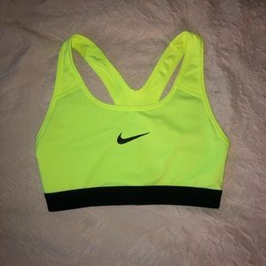 Neon yellow Nike sports bra